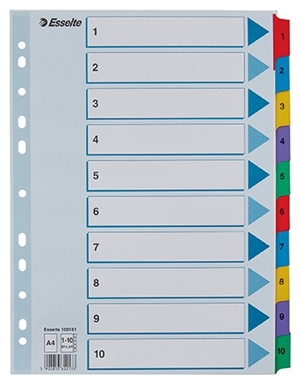 Esselte Register Mylar Carton A4 1-10