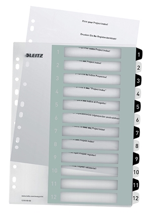 Leitz Register tulostettava PP A4+ 1-12 valkoinen/musta
