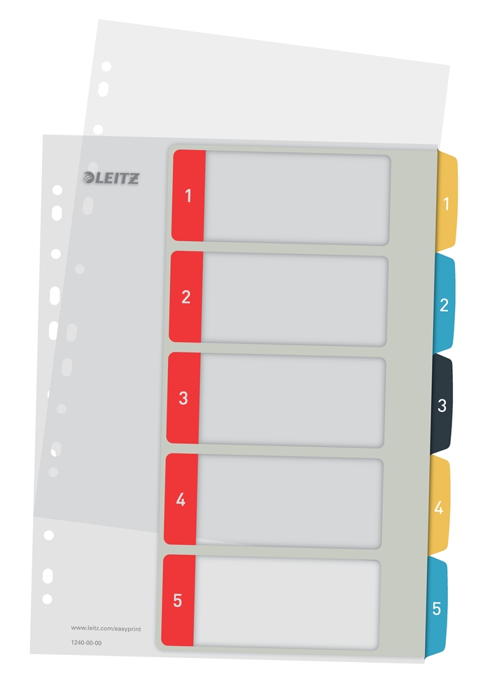 Leitz Register tulostettava PP A4+ 1-5 viihtyisä väri