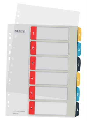 Leitz Register tulostettava PP A4+ 1-6 viihtyisät värit