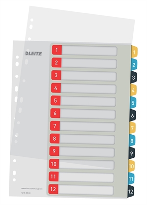 Leitz Register tulostettava PP A4+ 1-12 viihtyisät värit