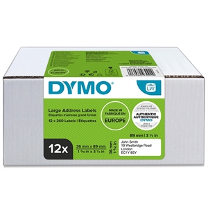 Dymo LabelWriter 36 mm x 89 mm STD. Osoitekerrot jne., 12 pakkaus
