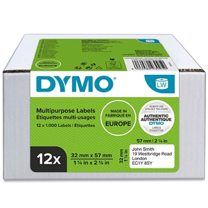 Dymo Label Multi 32 x 57 mm Remov White MM, 12 x 1000 kpl.