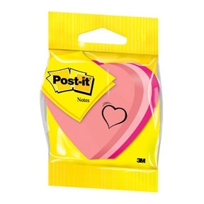 3M Post-it Huomautuksia 70 x 70 mm, \'\' sydän \'\' neon