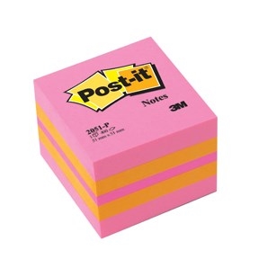 3M Post-it-muistiinpanot 51 x 51 mm, mini-kuutiolohko vaaleanpunainen
