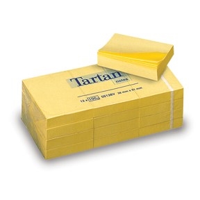 3M Tartan -muistiinpanot 38 x 51 mm, keltainen