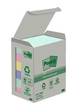 3M Post-it-huomautukset 38 x 51 mm, kierrätetty perse. Värit - 6 pakkaus