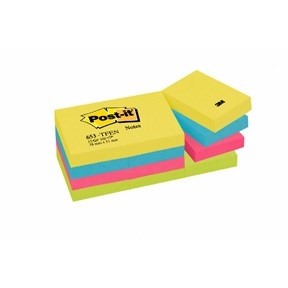 3M Post-IT -huomautukset 38 x 51 mm, energinen - 12 pakkaus