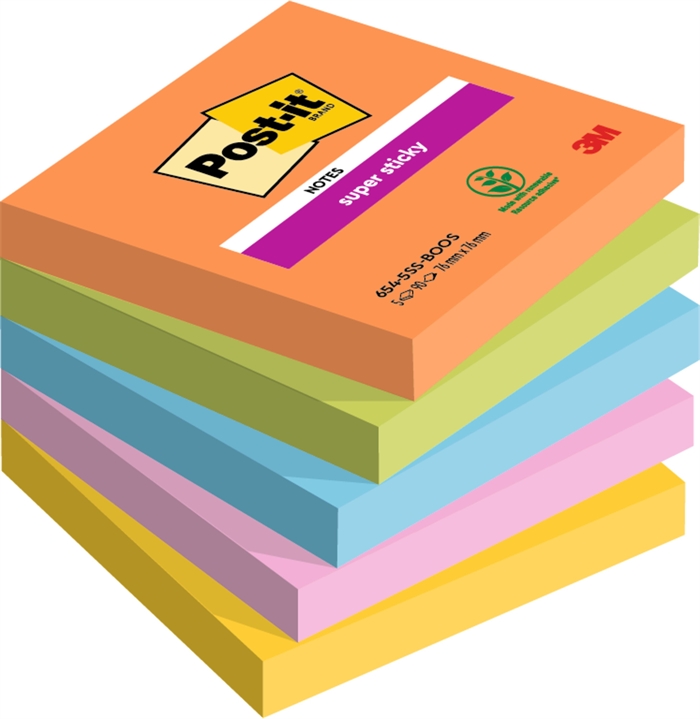 3M Post-IT -muistiinpanot Super Sticky Boost 76 x 76 mm, - 90 arkkia - 5 pakkaus