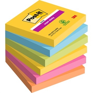 3M Post-IT -muistiinpanot Super Sticky Carnival 76 x 76 mm, - 90 arkkia - 6 pakkaus