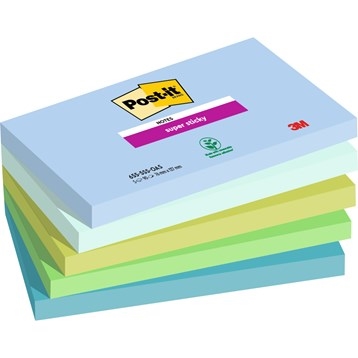 3M Post-IT -muistiinpanot Super Sticky Oasis 76 x 127 mm, - 90 arkkia - 5 pakkaus