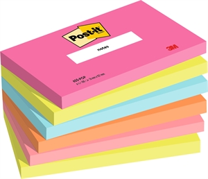 3M Post-IT -poptimistinen 76 x 127 mm, 100 arkkia - 6 pakkaus