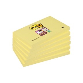 3M Post-IT -muistiinpanot Super Sticky 76 x 127 mm, keltainen - 6 pakkaus