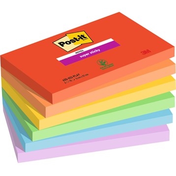 3M Post-IT -muistiinpanot Super Sticky Leikkalainen 76 x 127 mm, - 90 arkkia - 6 pakkaus