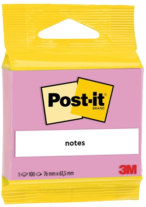 3M Post-it Pink 63,5 x 76 mm, 100 arkkia