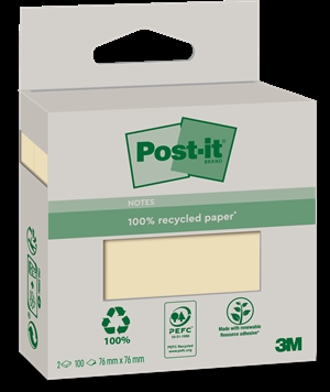 3M Post-it Canary keltainen 76 x 76 mm, recycl