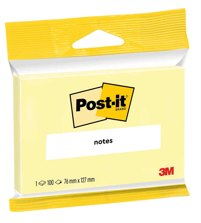 3 m Post-it Canary keltainen 76 x 127 mm, 100 arkkia