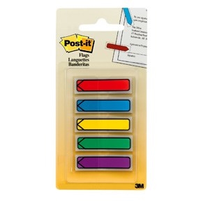 3M Post-it-hakemisto-välilehdet 11,9 x 43,1 mm, "nuoli" perse. Värit - 5 pakkaus