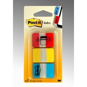 3M Post-it-hakemisto-välilehdet 25.4x38.1 Vahva perse. Värit - 3 pakkaus