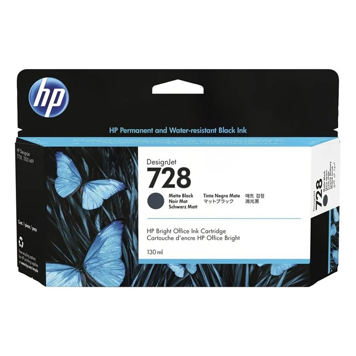 HP 728 130 ml:n mattamusta DesignJet-mustekasetti