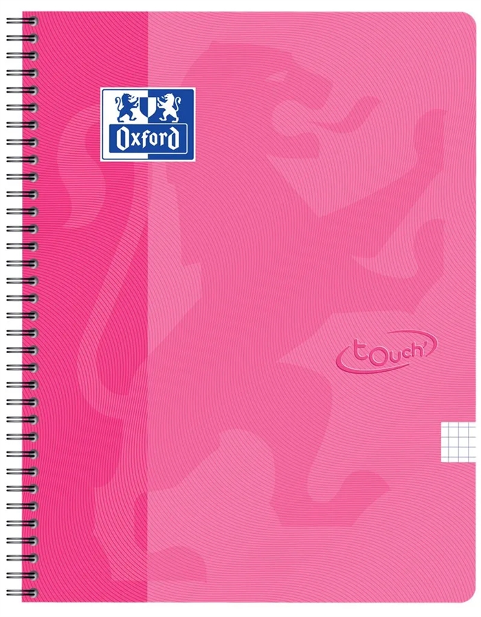 Oxford Touch Notes Book A4+ Squared 5x5 70 -levyt 90 g vaaleanpunainen