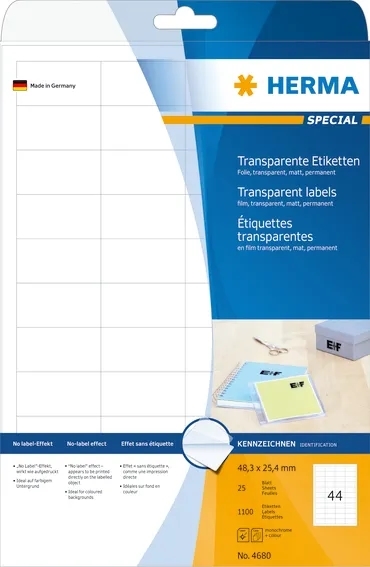 Herma Label Film 48,3 x 25,4 Trans Mat MM, 1100 kpl.