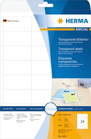 Herma -levy -elokuva 66 x 33,8 Trans Mat MM, 600 kpl.