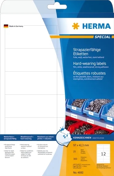 Herma -levy -elokuva Extra Strong 97 x 42,3 Mat MM, 300 kpl.