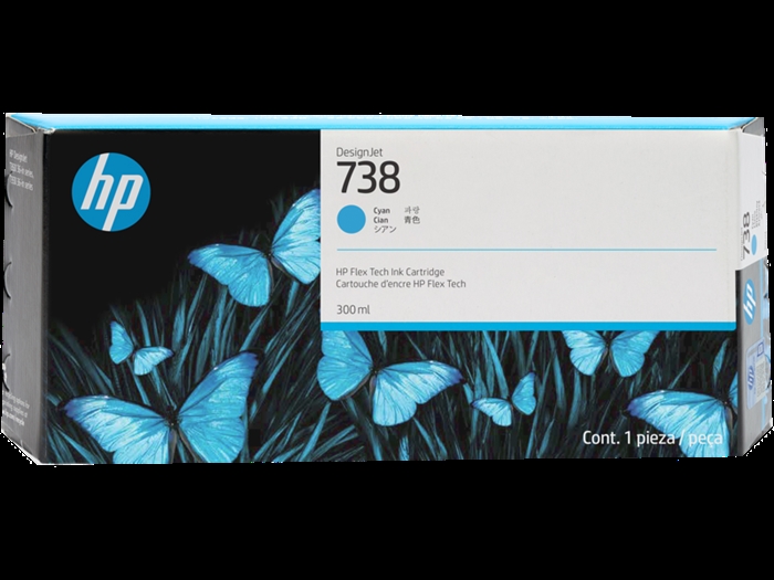 HP 738 300 ml Cyan DesignJet -mustetyyny