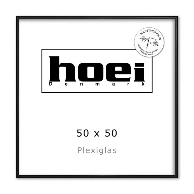 Musta alumiinikehys 50 x 50 cm PLEKSI