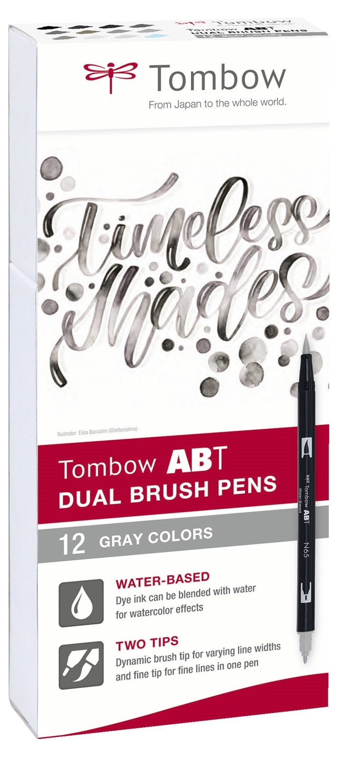 Tombow Mark Abt Dual Brush 12p-3 Harmaa värit (12)