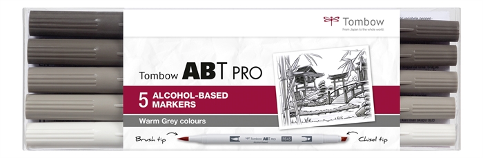 Tombow Mark Alkoholi Abt Pro Dual Brush 5P-3 Lämmin harmaa (5)