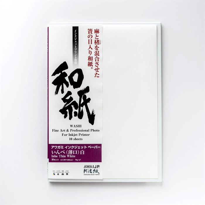 Awagami Inbe Thin White - 70 g/m², A4 20 arkkia