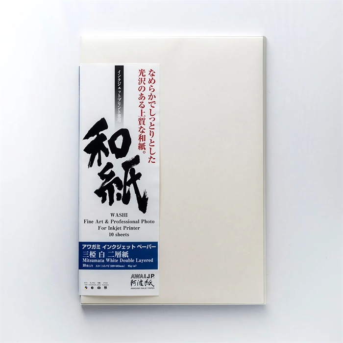 Awagami Mitsumata White Double Layered - 95 g/m², A4 20 arkkia