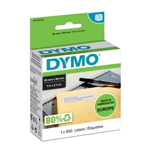 Dymo Label Palautus 25 x 54 Perm -valkoinen mm, 500 kpl.
