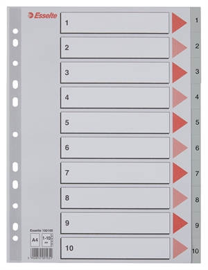 Esselte Register PP A4 1-10 Harmaa