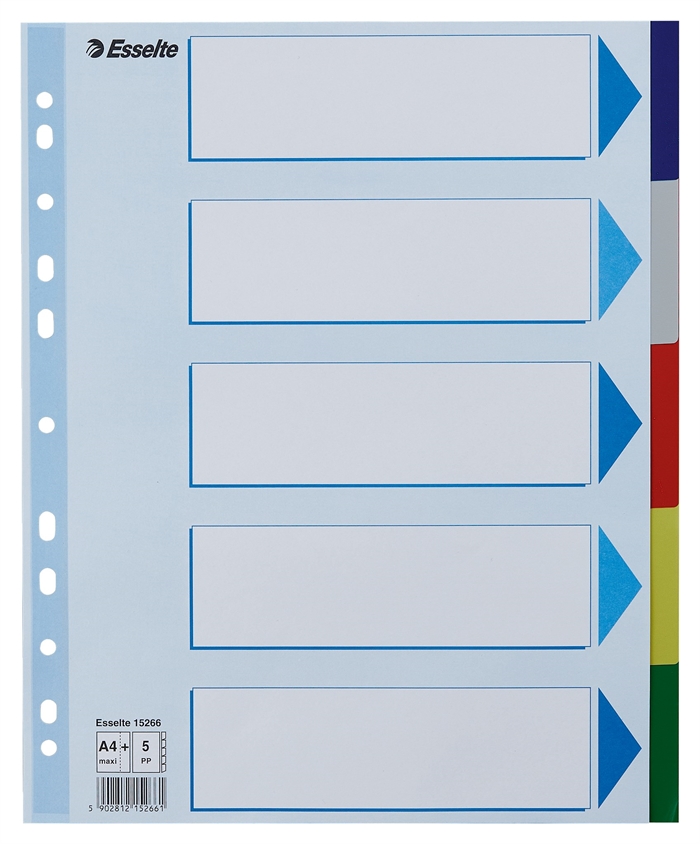 Esselte-välilehdet PP A4 Maxi 5-osainen värillinen välilehti