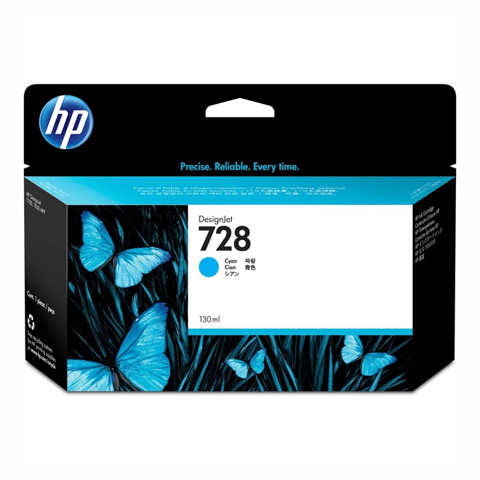 HP 728 130 ml:n syaani DesignJet-mustekasetti