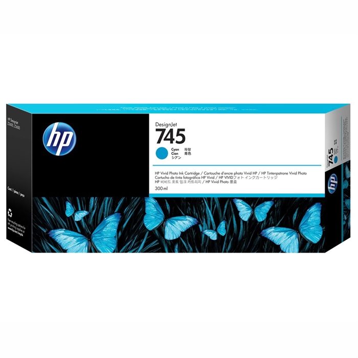 HP 745 cyan mustepatruuna, 300 ml:n