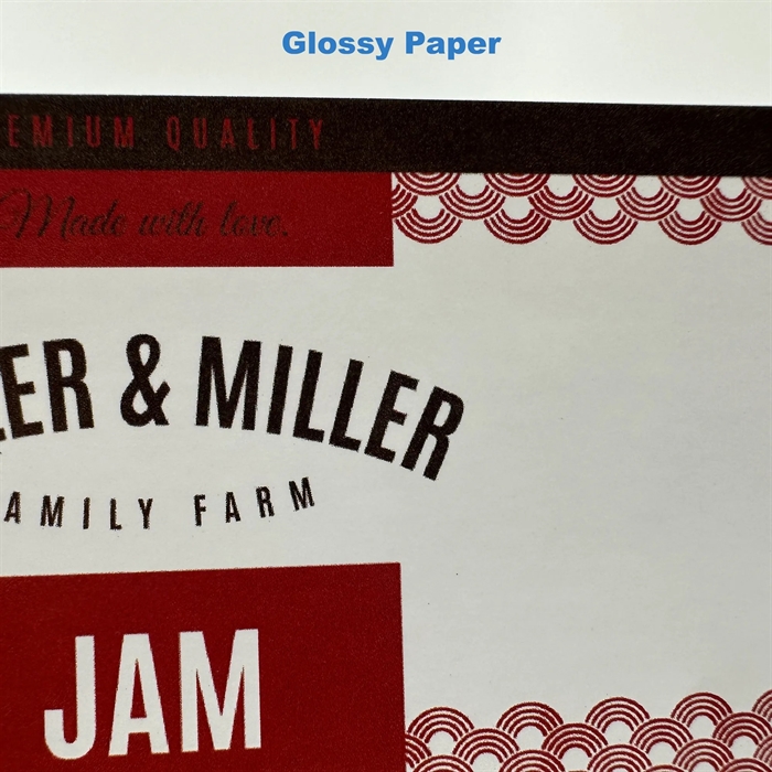 Kiiltävä paperi (FSC) -etikettitestarulla - 10 cm x 4 metriä