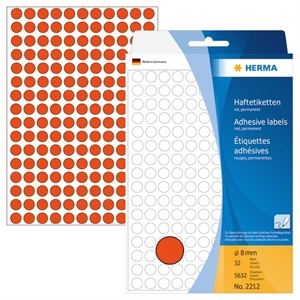 Herma -etiketti Manuel Ø8 punainen mm, 5632 kpl.