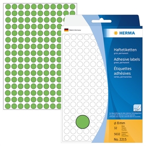 Herma -etiketti Manuel Ø8 Green MM, 5632 kpl.