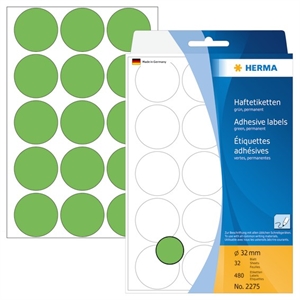 Herma -etiketti Manuel Ø32 Green MM, 480 kpl.