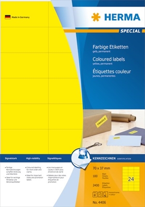 Herma -etiketti Special 70 x 37 keltainen mm, 2400 kpl.