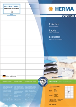 Herma -etiketti Premium A4 100 70 x 16,9 mm, 5100 kpl.