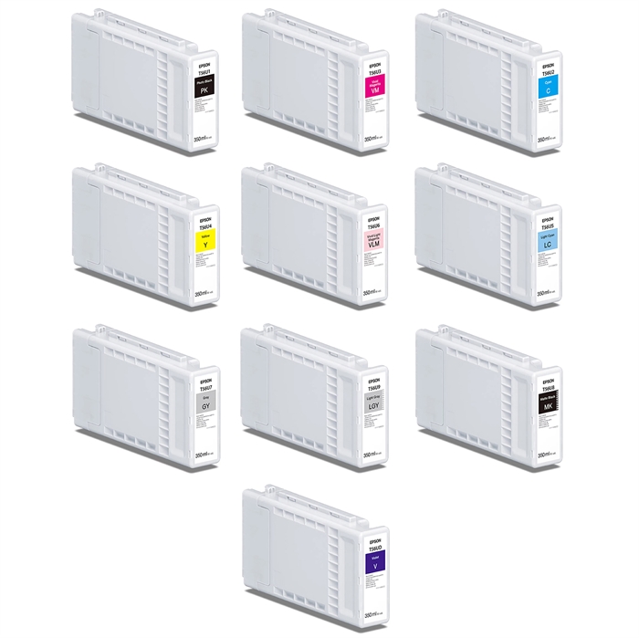 Täysi sarja 350 ml mustepatruunoita Epson SureColor P7300- ja P9300-malleihin