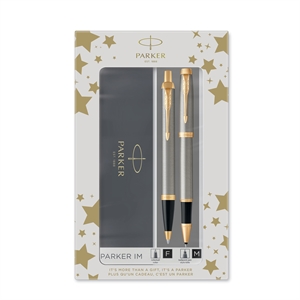 Parker -duo -asetettu IM Metal GT Ball Point+Rollerball -hopea