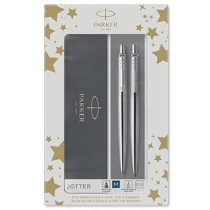 Park Duo Set Jotter CT Ballpoint Pen+Pin Pencil Silver.