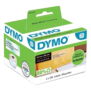 DYMO -etiketti, joka osoittaa 36 x 89, Trans MM, 260 kpl.