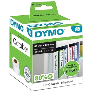Dymo Labels T/Kirjetilaus 59 x 190 mm valkoinen mm, 110 kpl.